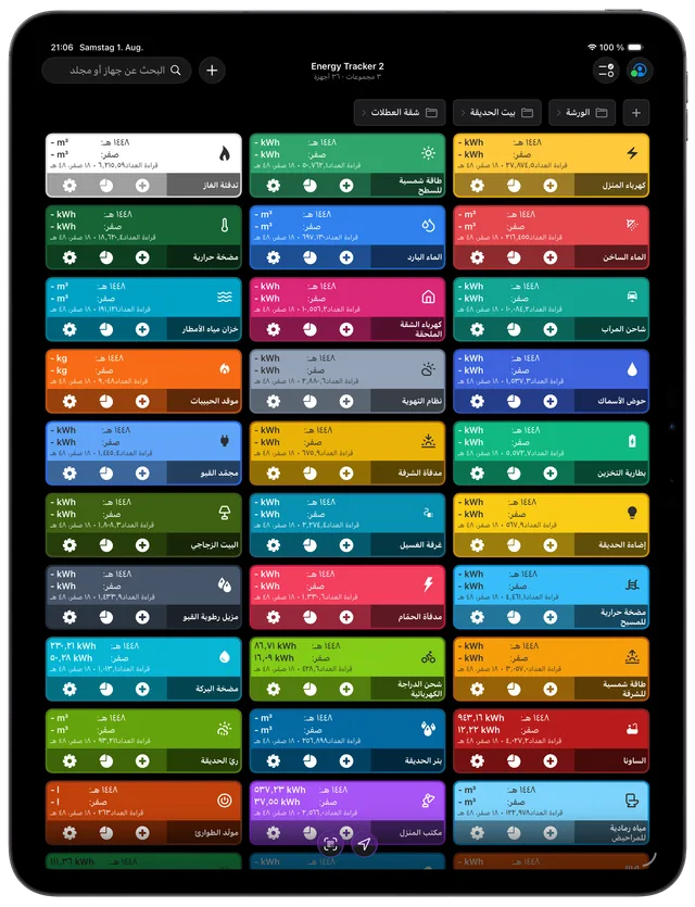 لوحة Energy Tracker على iPad